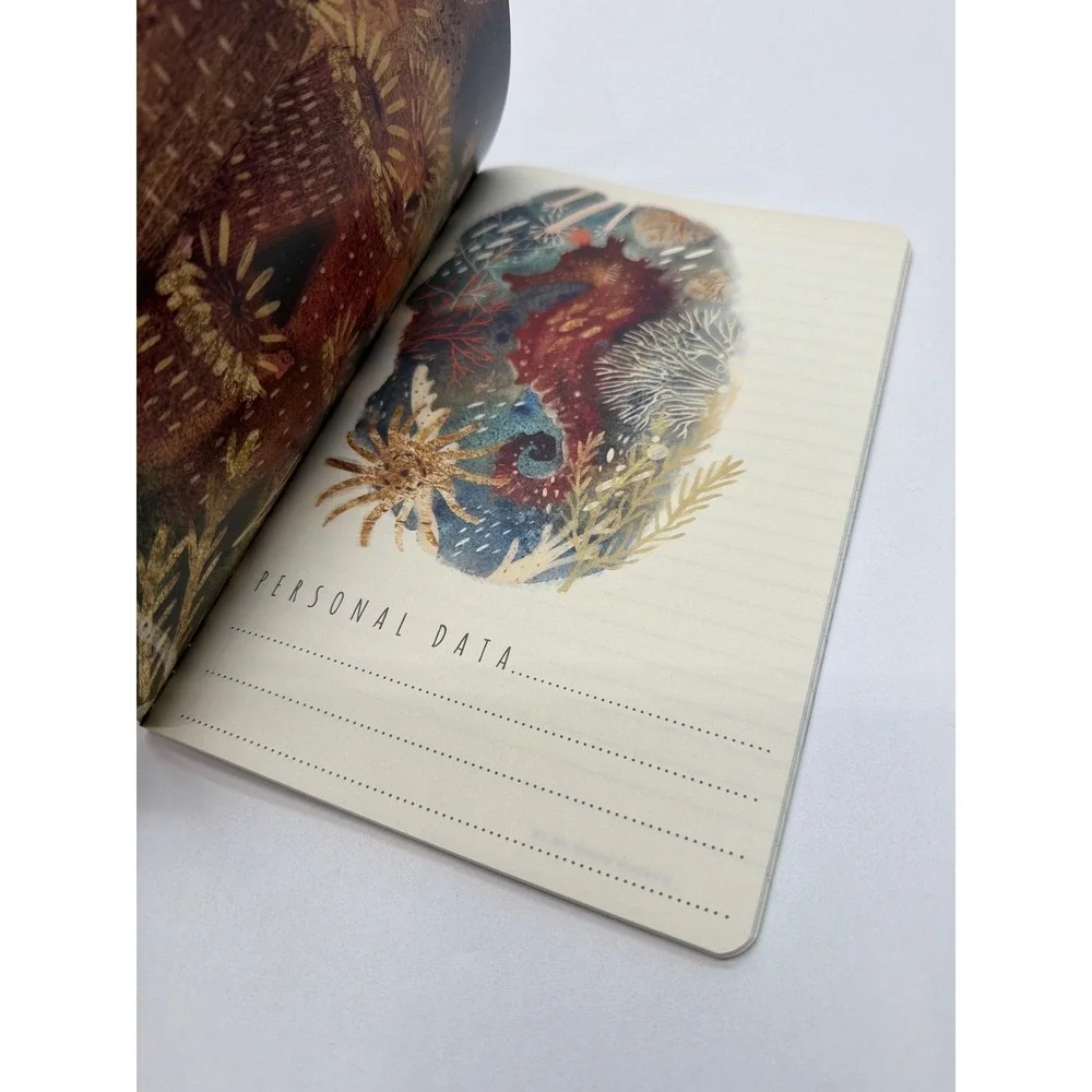 Bruno Visconti Lined Notebook Underwater Coral Reef Gold Foil Seahorse Turtle